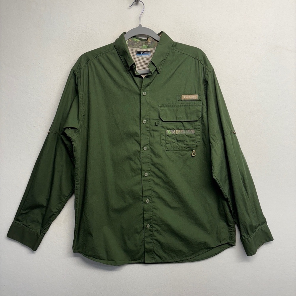 Columbia PHG Hunting Gear Casual Button‎ Down Shirt M green